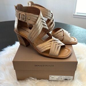 NIB Donald J. Pliner Junnah Antique Metallic Strappy Heeled Sandals size 10
